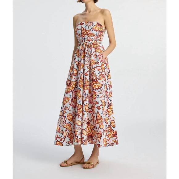 NEW A.L.C. tate strapless midi dress in acqua multi - Picture 5 of 6
